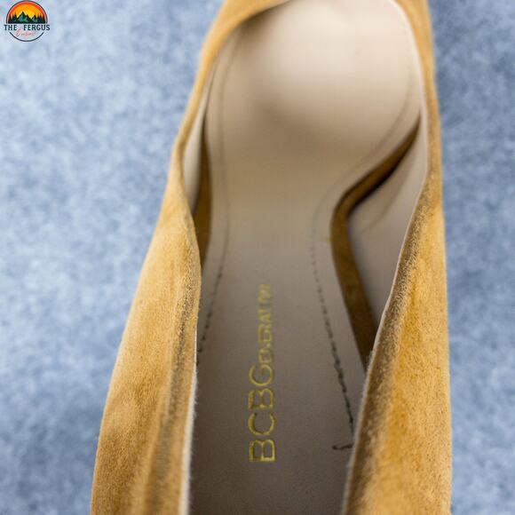 BCBGeneration Clarice Pump Block Heels Yellow Leather Women's Size 8 M - Picture 9 of 10